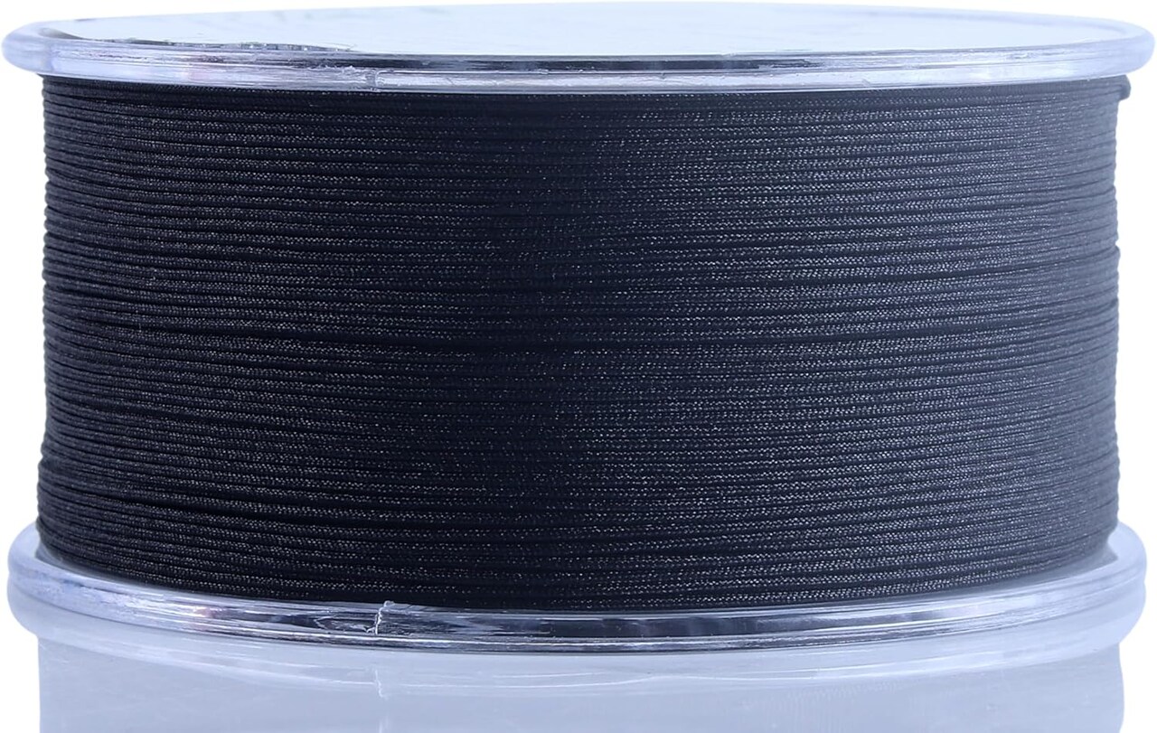 0.4mm Black Nylon String with Case for Bracelets,163 Yards Thin Braided Nylon Satin Cord for Jewelry Making, Beading,Chinese Knotting, Kumihimo, Macramé